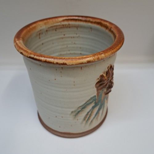 #250707 Utensil Holder with Pine Cone $22 at Hunter Wolff Gallery